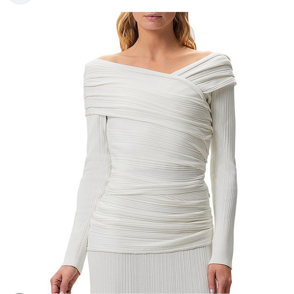 Herve Leger Draped Off Shoulder Top
